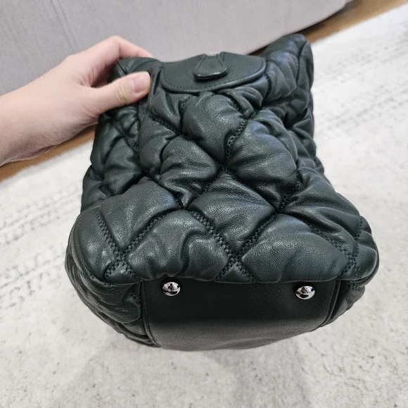 CHANEL Dark Forest Green Quilted Puffer Bowler Bag - Picture 9 of 16